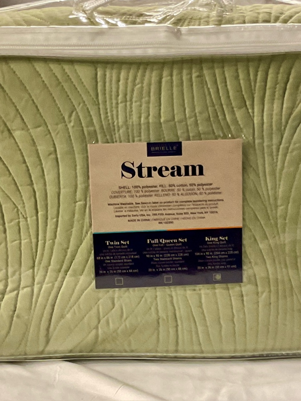 Brielle Stream Quilted Bedspread Sage Green King Size NWT